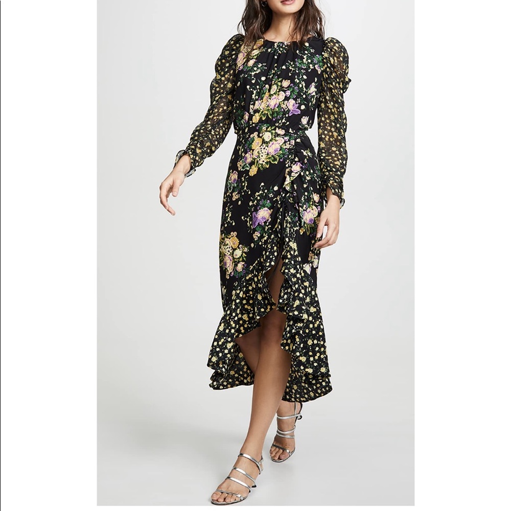 For Love & Lemons Ross Floral Midi Dress Medium